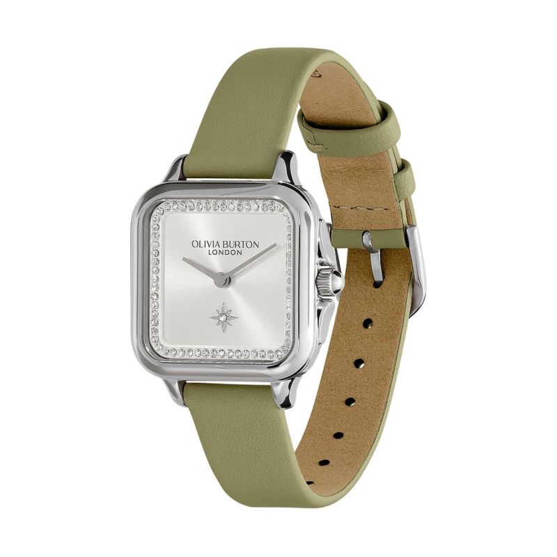 OLIVIA BURTON|Classics クラシックス グロブナー クリスタル シルバー サンレイ セージレザーベルト 画像3