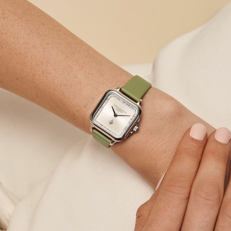 OLIVIA BURTON|Classics クラシックス グロブナー クリスタル シルバー サンレイ セージレザーベルト 画像2