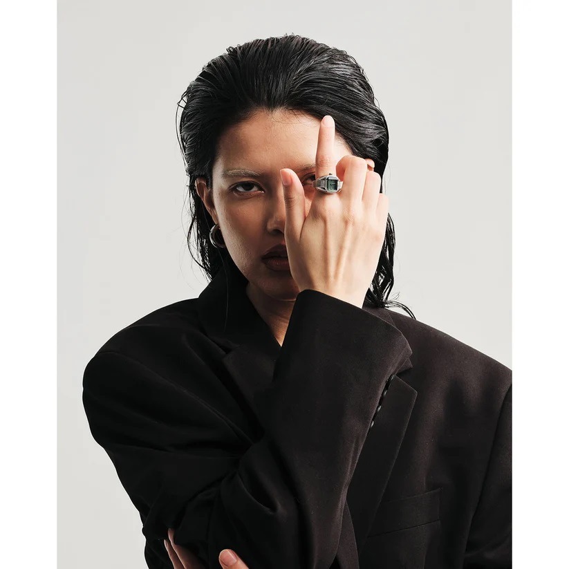 BREDA｜NOCTURNE ノクターン グリーン シルバー 指輪 1755b 画像2