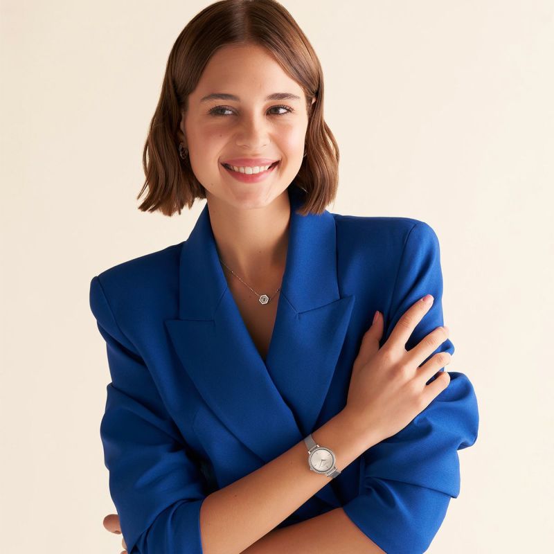 OLIVIA BURTON｜Classics クラシックス ヴィンテージ ビーズ シルバー ホワイト サンレイメッシュベルト 画像5