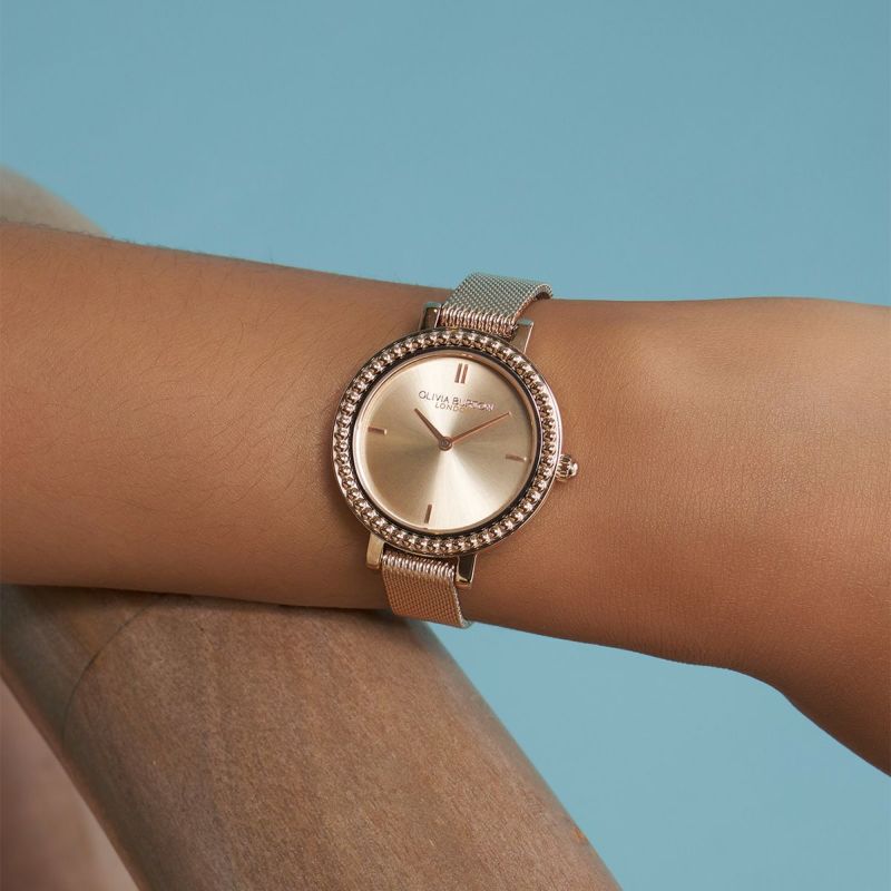 OLIVIA BURTON｜Classics クラシックス ヴィンテージ ビーズ ローズゴールド サンレイメッシュベルト 画像2
