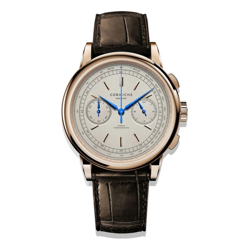 CORNICHE コーニッシュ|Heritage Chronograph ヘリテージクロノグラフ ローズゴールド クリーム セラミックダイヤル 画像1