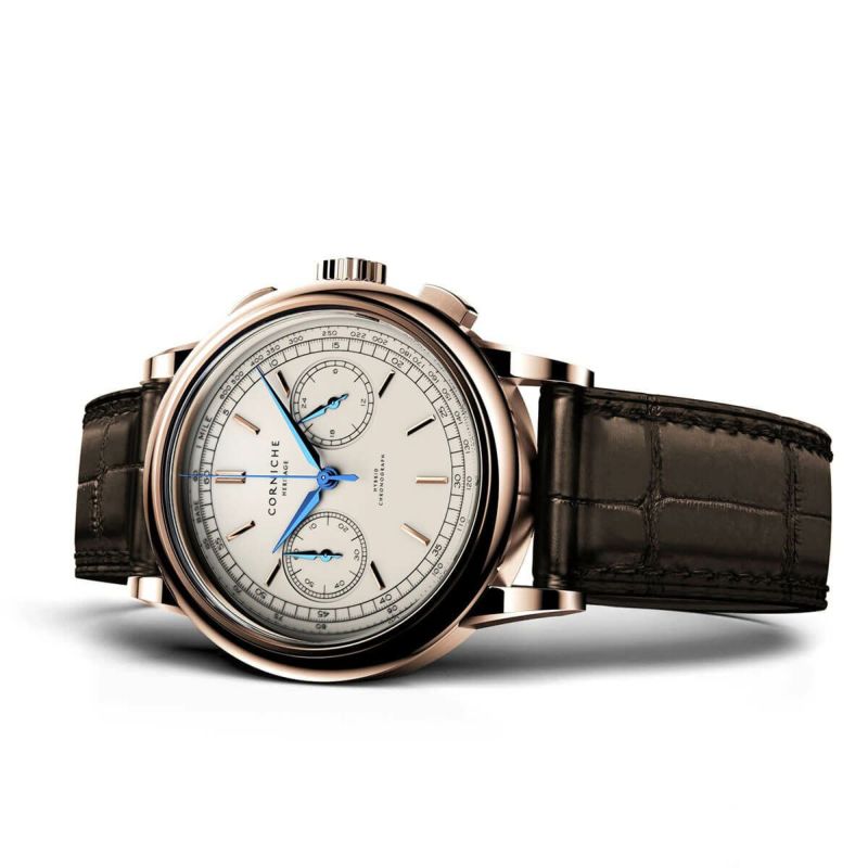 CORNICHE コーニッシュ|Heritage Chronograph ヘリテージクロノグラフ ローズゴールド クリーム セラミックダイヤル 画像4