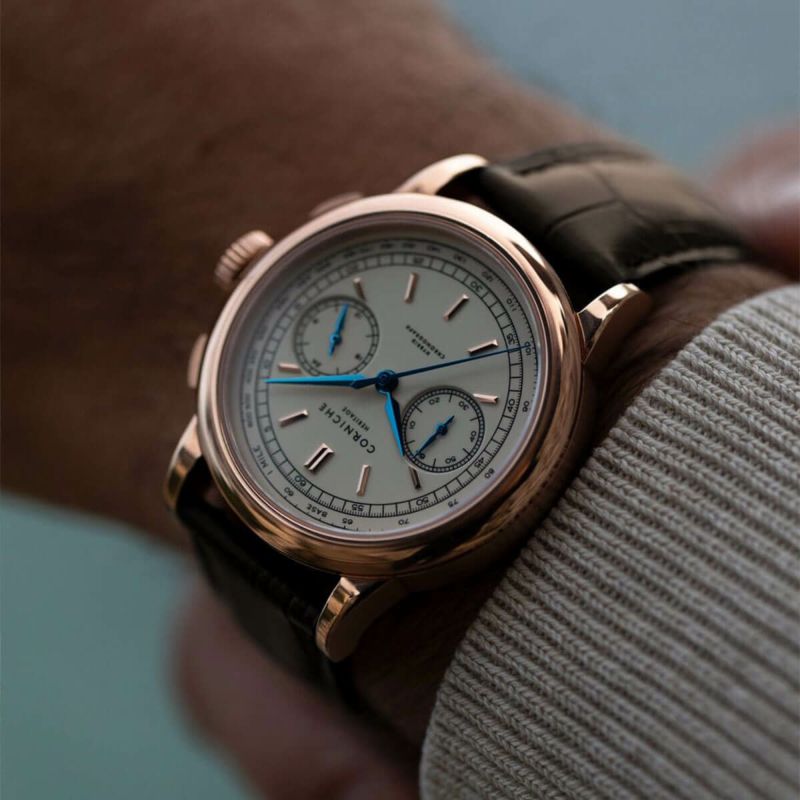 CORNICHE コーニッシュ|Heritage Chronograph ヘリテージクロノグラフ ローズゴールド クリーム セラミックダイヤル 画像7
