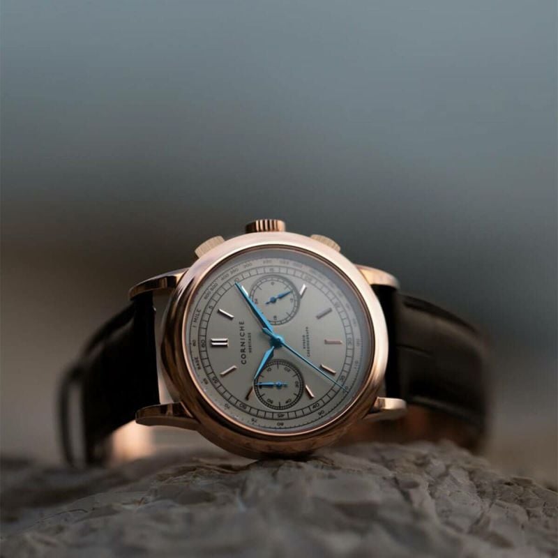 CORNICHE コーニッシュ|Heritage Chronograph ヘリテージクロノグラフ ローズゴールド クリーム セラミックダイヤル 画像8