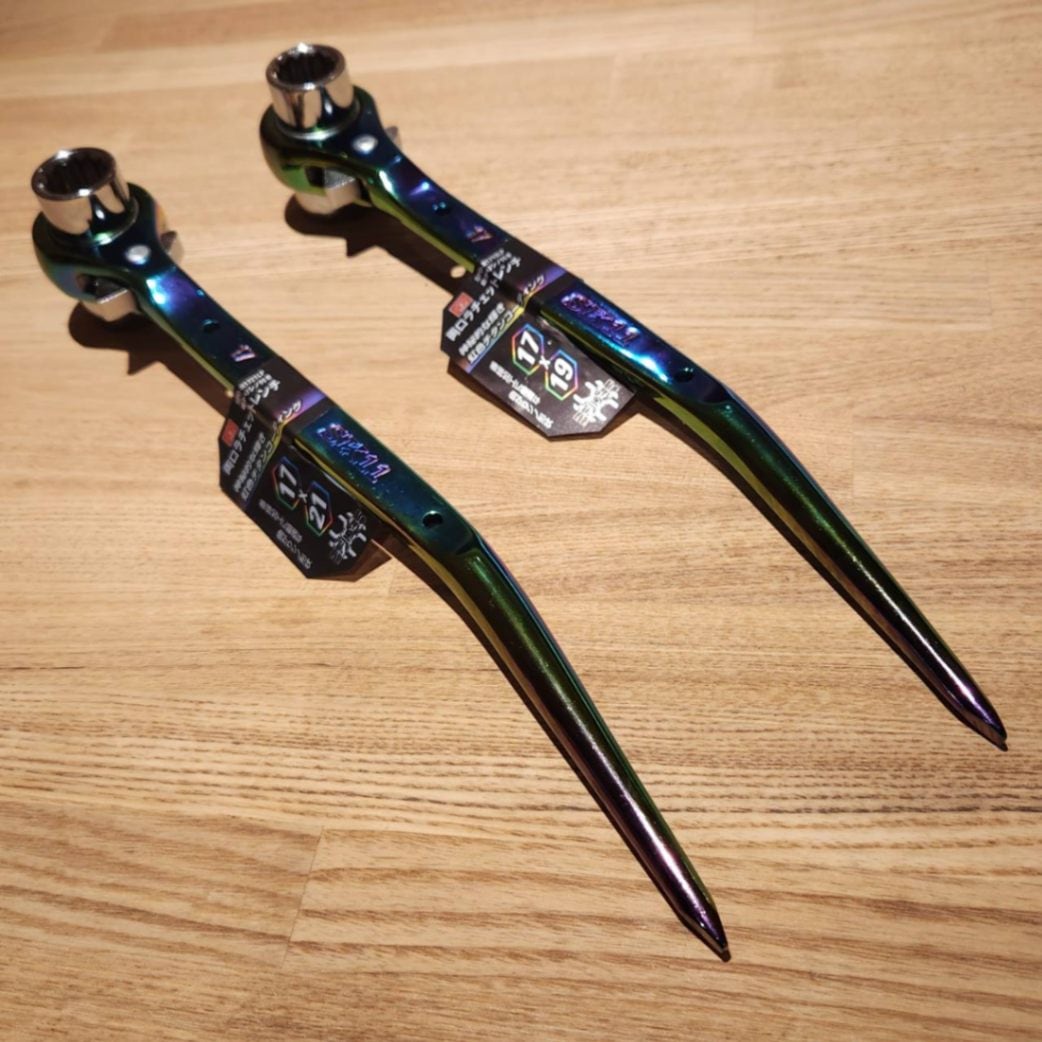 SK11(藤原産業) 両口ラチェットレンチ 虹色チタンコーティング