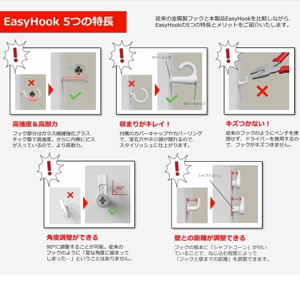 イージーフック ワイドスタイル fischer(フィッシャー) EasyHook(イージーフック) ビス込み1組パック
