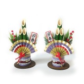 秀〆 門松 ミニ 玄関 門松 22cm 金 一対 ２本組 造花