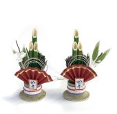 秀〆 門松 ミニ 玄関 門松 17cm 紅 一対 ２本組 造花 【10セット】