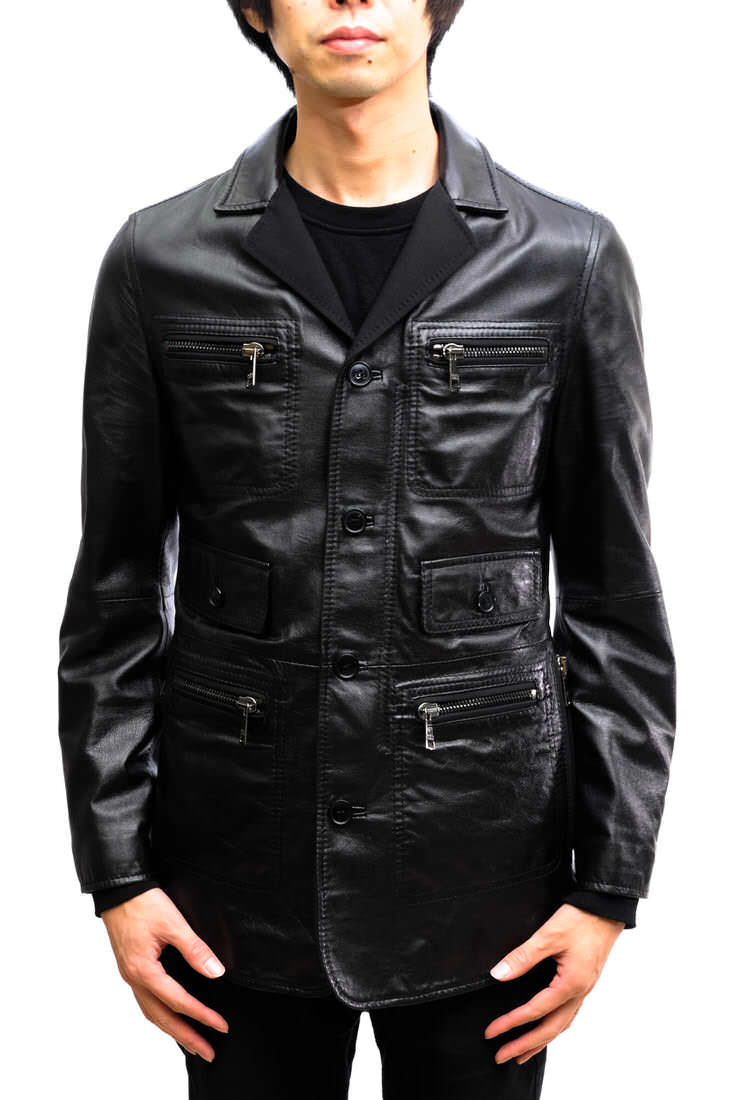 DOLCE&GABBANA ラムレザージャケット36 ブラック DOLCE&GABBANAラムレザージャケット
