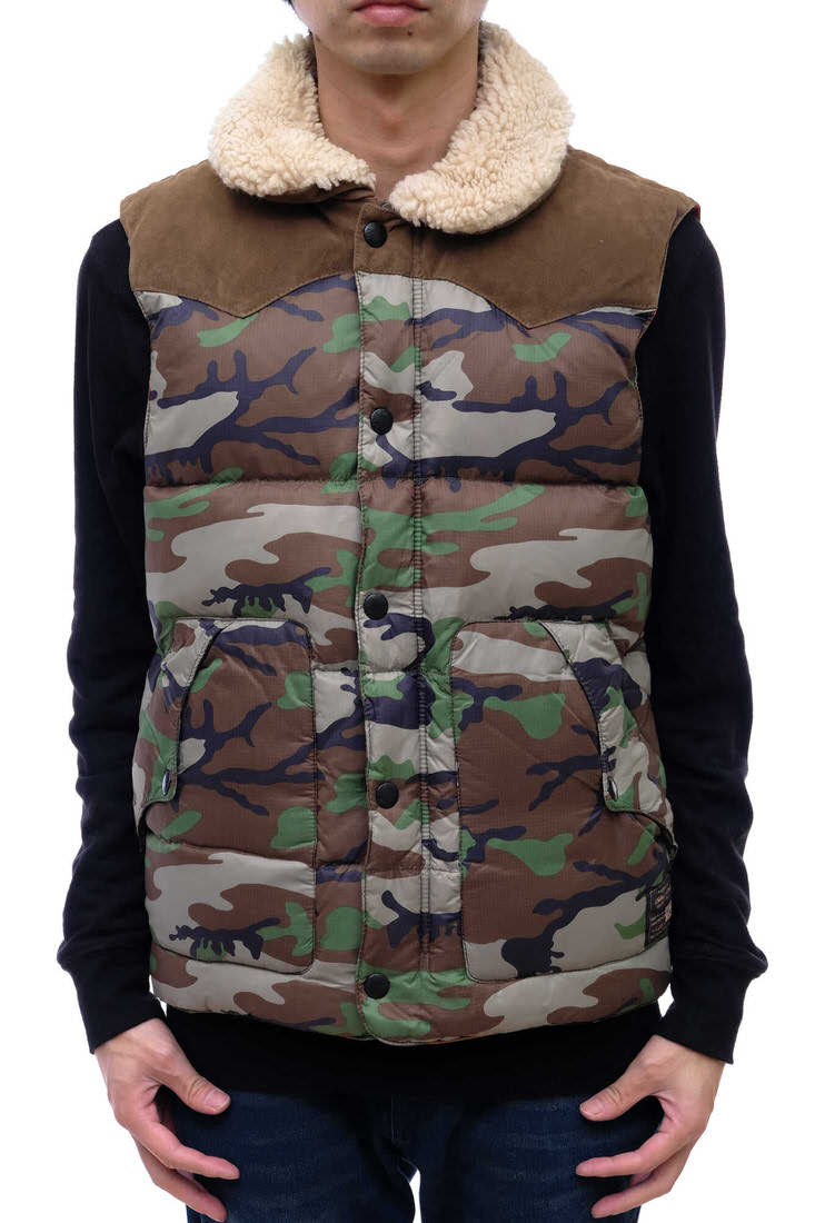 DENIMSUPPLY 788560155001 Camo Ripstop Down Vest in Green / ǥ˥ץ饤 Ralph Lauren ե ܥ º̡ե顼 ꡼֡ ٥ 