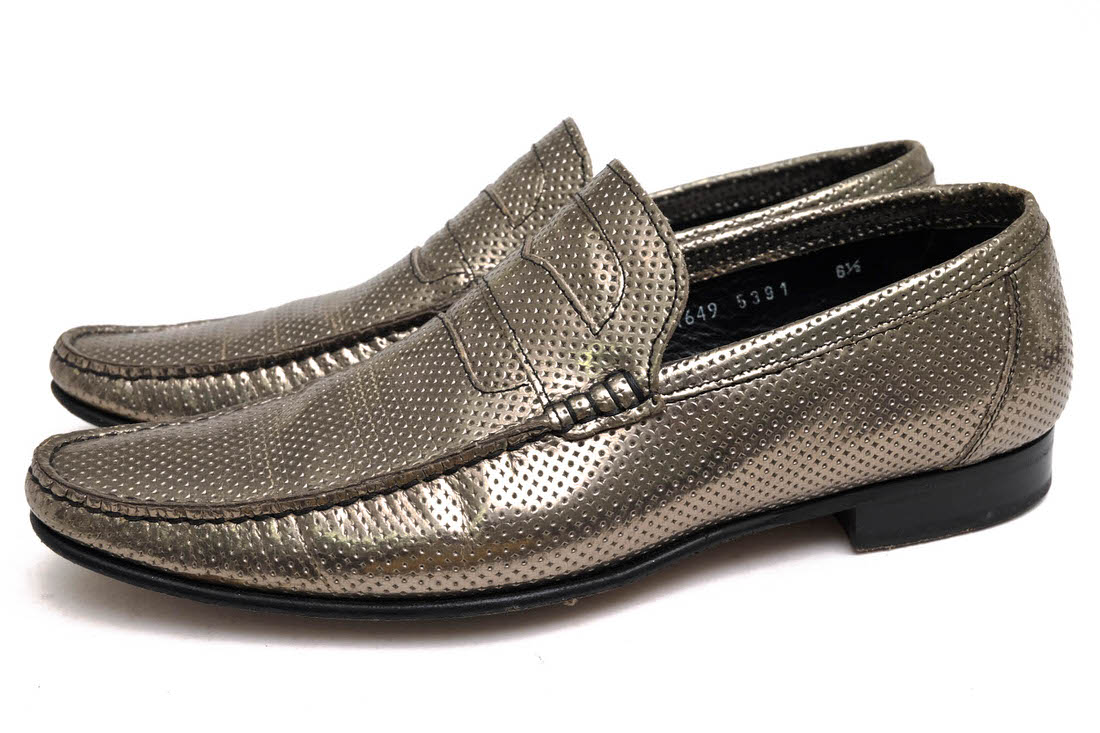 DOLCE&GABBANA ドルガバ 革靴ヘビ革 牛革 ドルチェアンドガッバーナ DOLCE＆GABBANA CA1649 / ドルガバ 牛革 スリッポン ゴールド 金