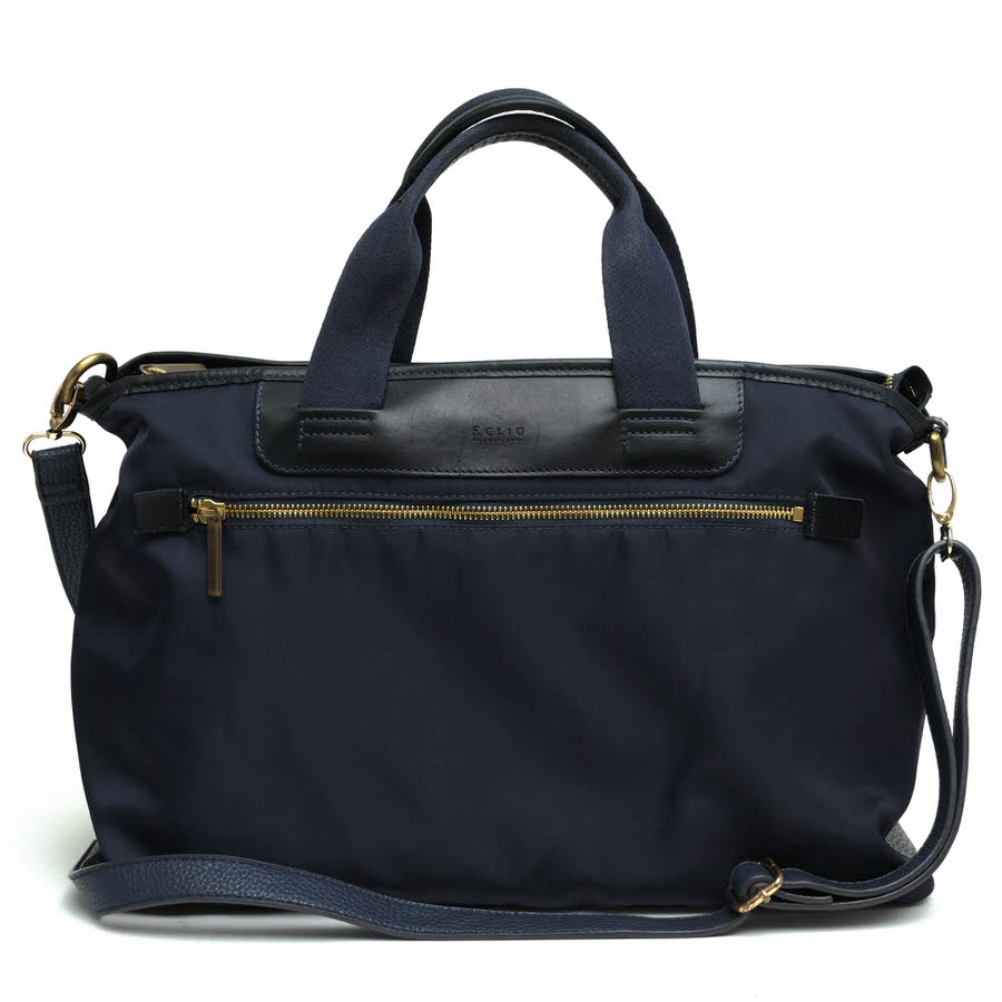 エフクリオ F.CLIO ネイビーレザー トートバッグ イタリア製 F.CLIO / エフクリオ 一部牛革 ネイビー 紺 トートバッグ メンズ