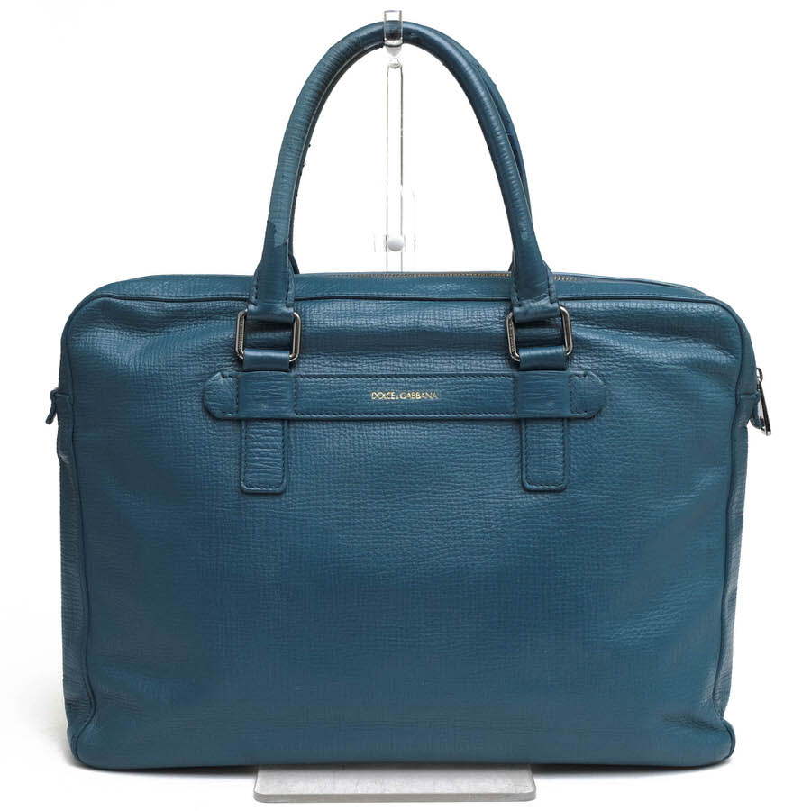 DOLCE&GABBANA シュリンクレザー 縦型 トート ロゴプレート 黒
