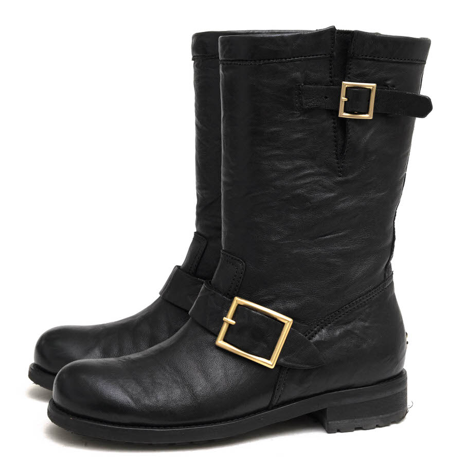 Jimmy Choo 247 BIKER Unlined / ߡ奦   ܳ 󥯥쥶 ֥å  󥸥˥֡ ǥ