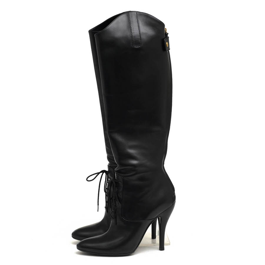 GUCCI 304702 Elizabeth High Heel Riding Boots / ���å� ���� ������ �ϥ��ҡ��� �֥�å� �� ���󥰥֡��� ��ǥ�����