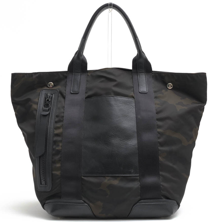 KATSUYUKIKODAMA 1131710018 ABSTRACTION TOTE-L / カツユキコダマ junhashimoto ジュンハシモト 一部牛革 迷彩・カモフラージュ柄 オリーブ・カ