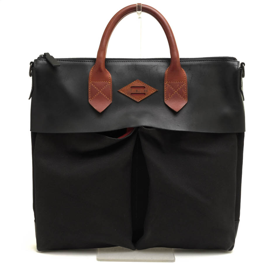LEON FLAM Sac21H Comte de la Vaulx / レオンフラム ヘルメットバッグ コットンキャンバス 牛革 ブラック 黒 トートバッグ メンズ|メンズ|カテゴリー