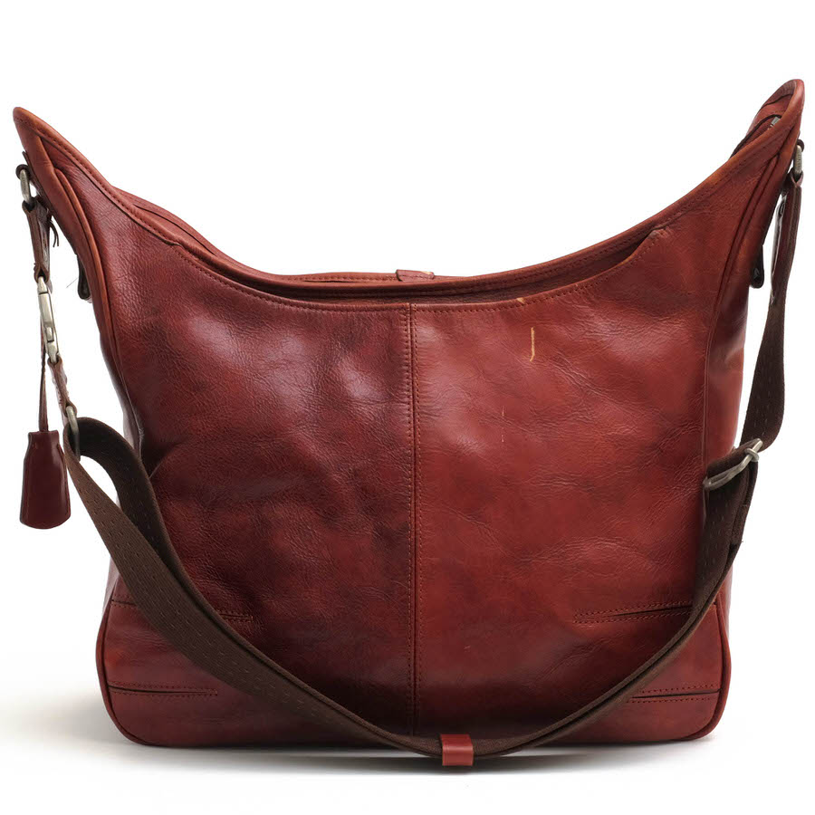 アニアリ Aniary 型押しレザーメッセンジャーバッグレッド