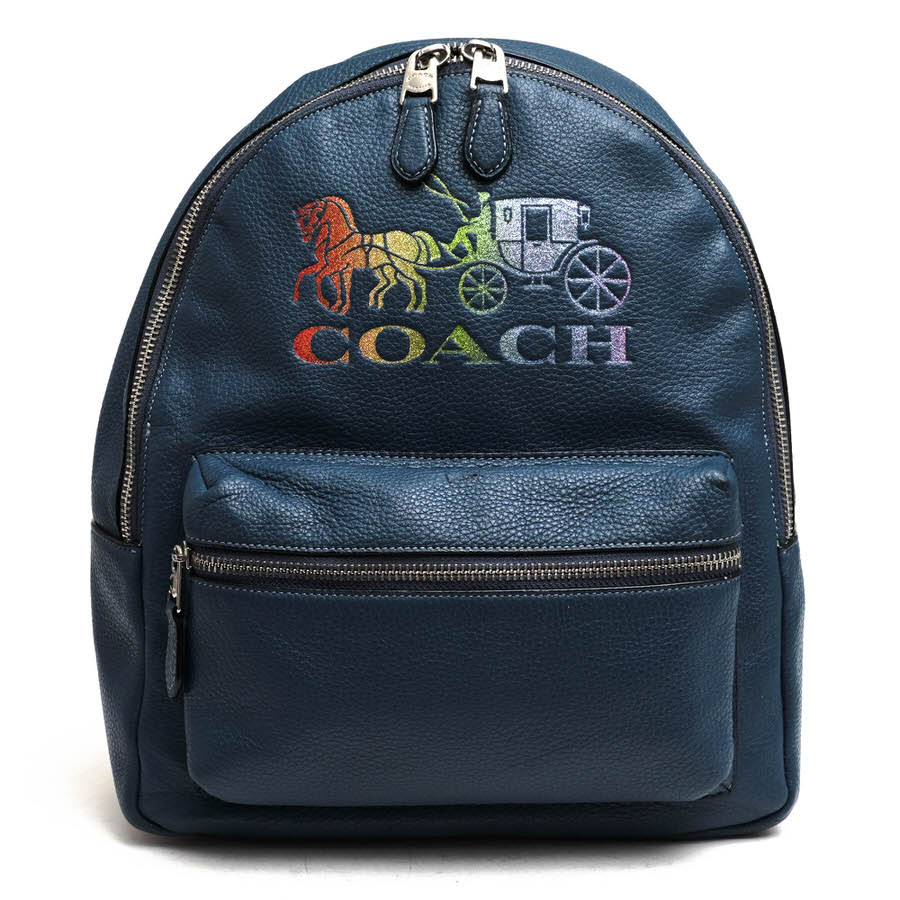 COACH F76772 Jes Backpack With Rainbow Horse And Carriage �쥤��ܡ� �ۡ��� ����� �����å� / ������ B5��������Ǽ�� �ڥ֥�ɥ쥶�� ���� ���ܳ� �����󥯥쥶�� �ǥ��ѥå� �ͥ��ӡ� �� ���å� ��ǥ�����