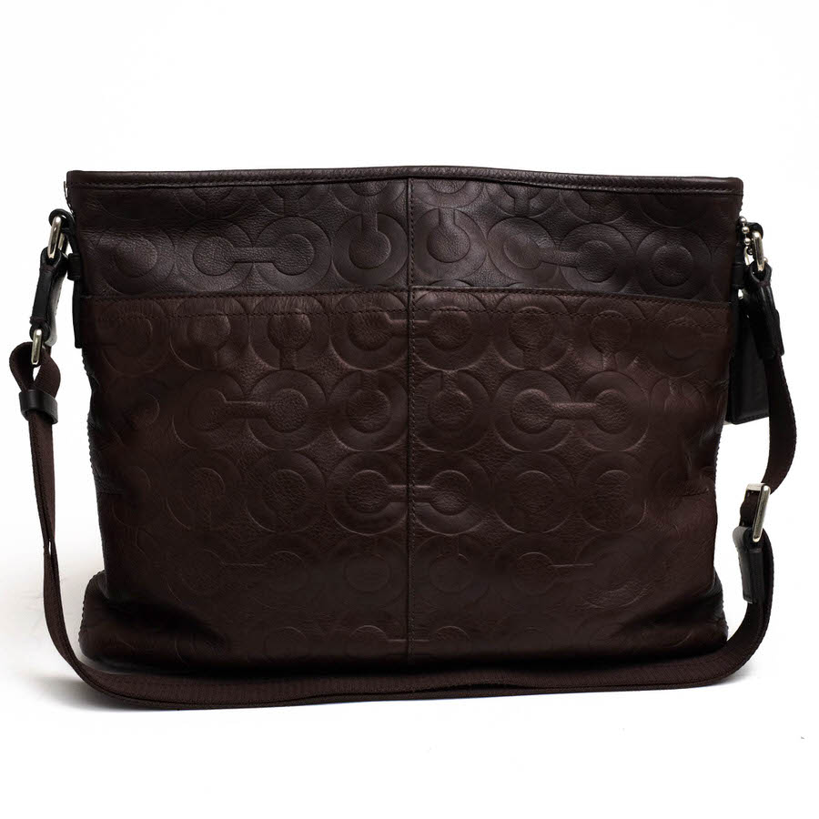 COACH 70248 Op Art Leather Flat Crossbody Satchel オプ アート 