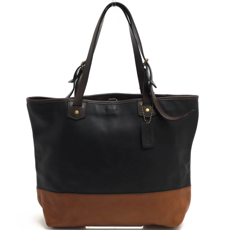 COACH コーチ ブラック レザー シボ トートバッグ 肩掛け A4可能 COACH コーチ ブラック レザー シボ トートバッグ 肩掛け A4可能