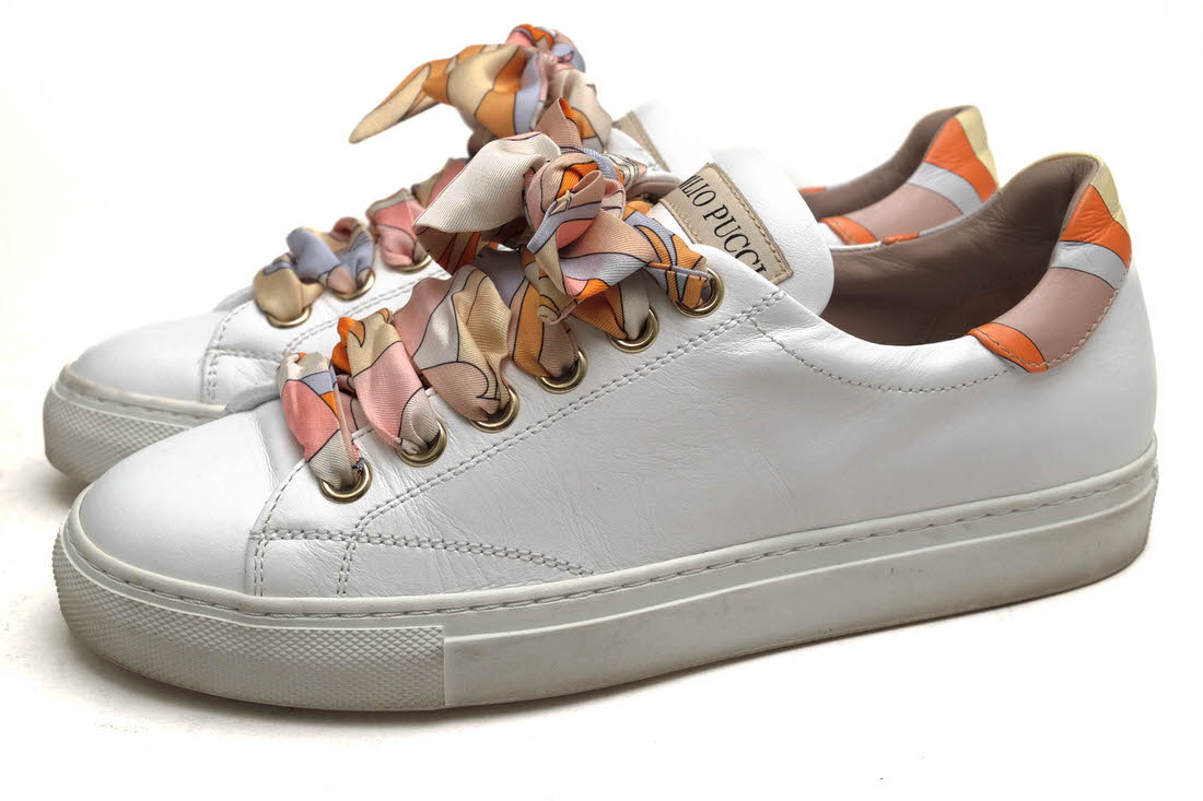 EMILIO PUCCI 9ECE90 Ribbon Lace-up Twill Trainers / ߥꥪץå  ץå   ۥ磻  åȥˡ ǥ