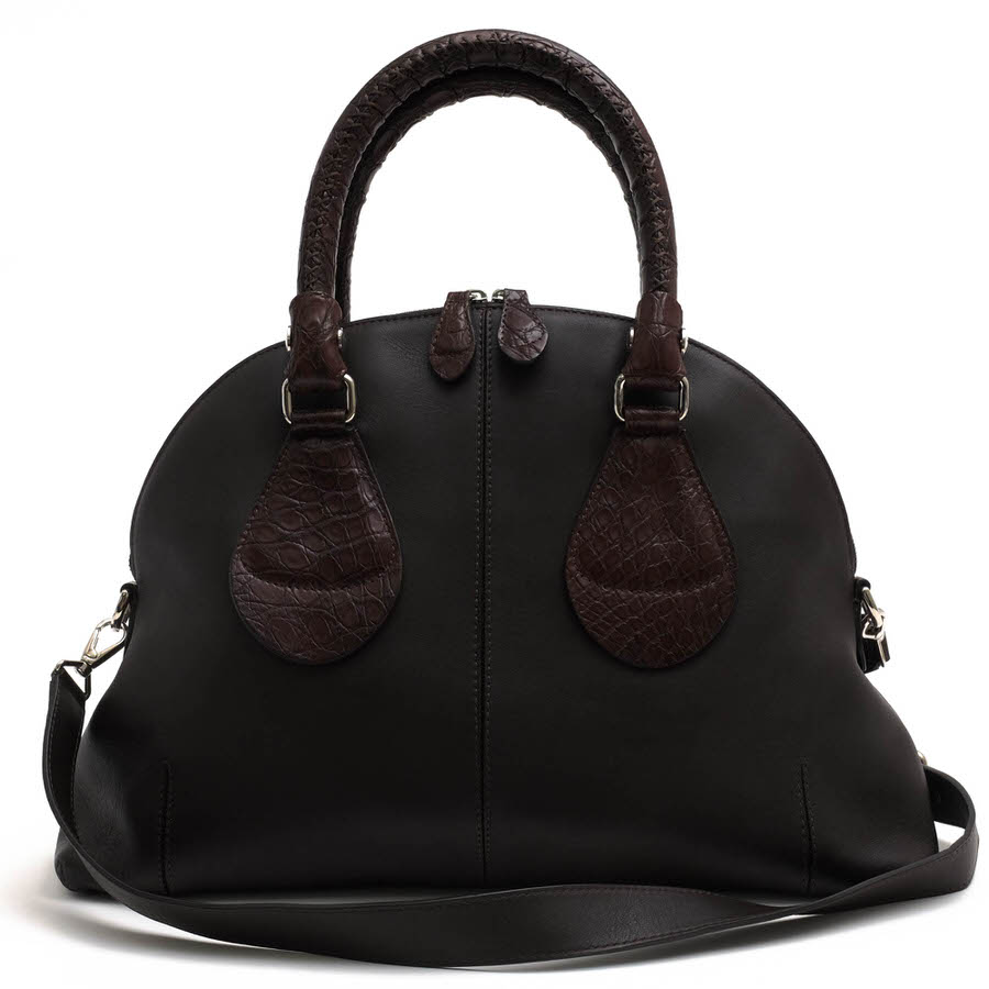 HIROFU ラウンドバッグ ブラウン HIROFU / ヒロフ ラウンド型 牛革 カーフ マットクロコダイル ミニ