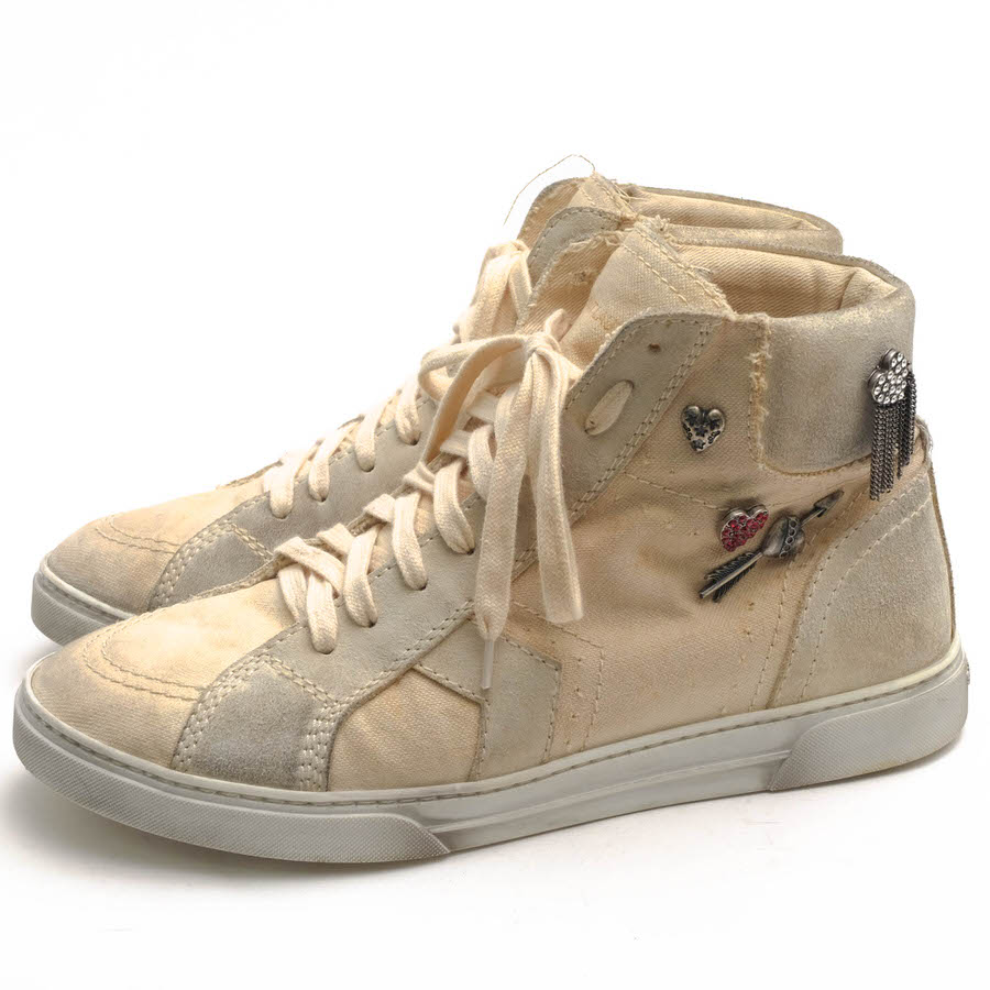 YVES SAINT LAURENT 485188 D5X50 9145 Joe Mid Top Sneaker Ivory / ���������� ���� ������ ������ơ����ù� ���եۥ磻�� �� �ϥ����åȥ��ˡ����� ���