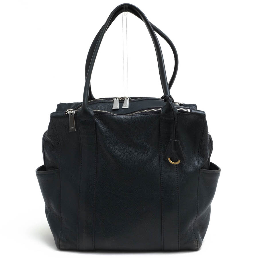 aniary 07-02006 Shrink Leather Tote / アニアリ A4サイズ収納可 シュリンクレザー 牛革 肩掛け ワンショルダーバッグ シボ革 シュリンクレザー ネイビー 紺 ト