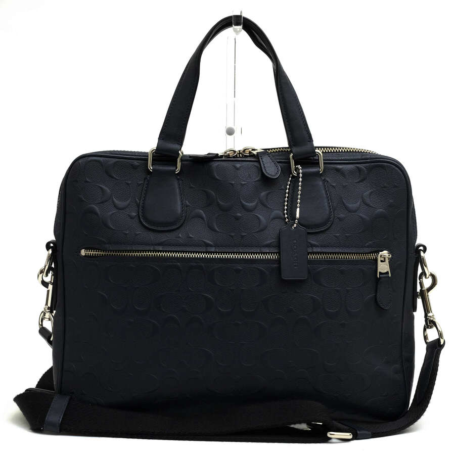 COACH F54932 Hudson 5 Bag In Signature Leather / コーチ シグニチャー柄 クロスグレインレザー 牛革 2WAY ショルダーバッグ ノートPC収納可 ネイ