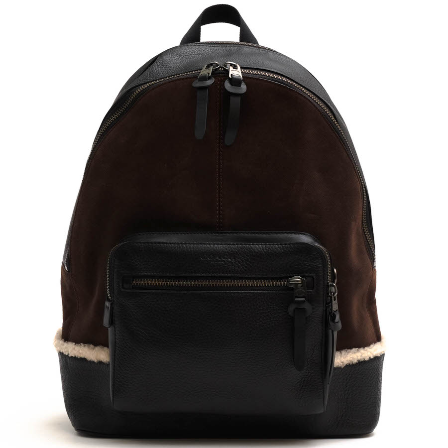 COACH F27607 West Backpack Saddle Multi black Copper Finish / コーチ 羊革 シープスキン デイパック シボ革 シュリンクレザー ボア ダー