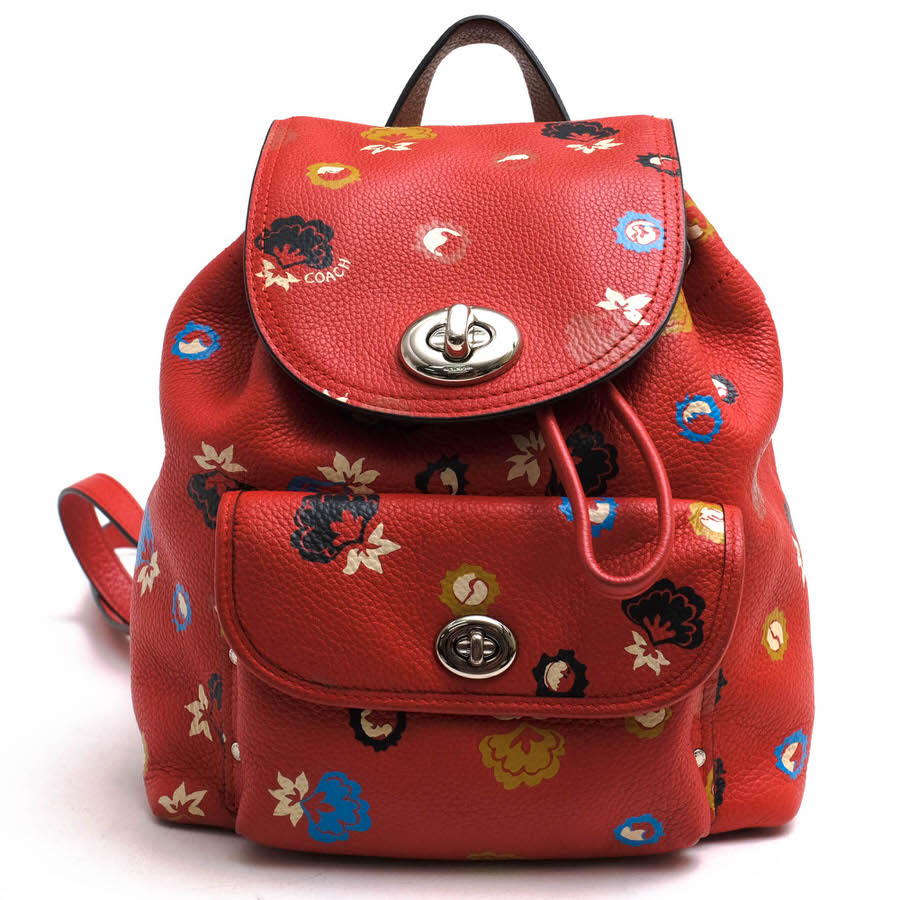 COACH F37738 MiniI turnlock rucksack in floral print leather / ������ ���巿 �ڥ֥�ɥ쥶�� ���� ���ܳ� �����󥯥쥶�� ��å� �� ���å� ��ǥ�����