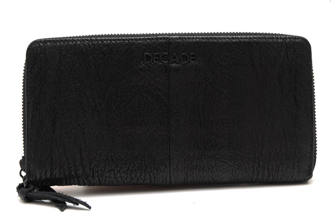 DECADE DCD-00177 Shark Leather Round Wallet / ディケード サメ革 シャークスキン 小銭入れあり 二つ折り ラウンドジップ ラウンドファスナー ブラック 黒