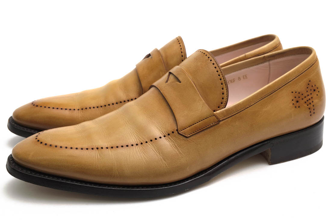 Ermenegildo Zegna CA09 A0316F / ゼニア パティーヌ染め 日本限定モデル 牛革 カーフ グッドイヤーウェルト製法 レザーソール ベージュ ビジネスシューズ メンズ|メンズ