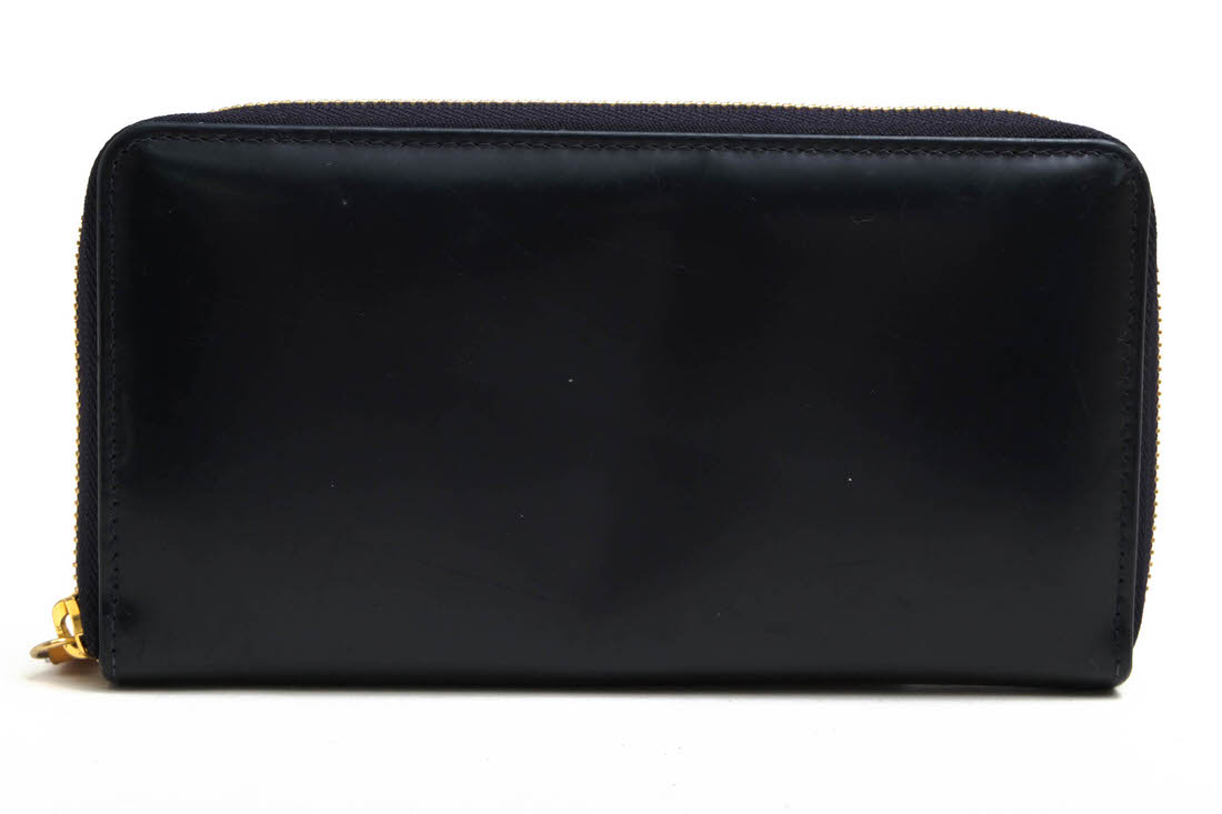 希少/美品】エッティンガー 長財布 フラップ式 ネイビー ブライドル