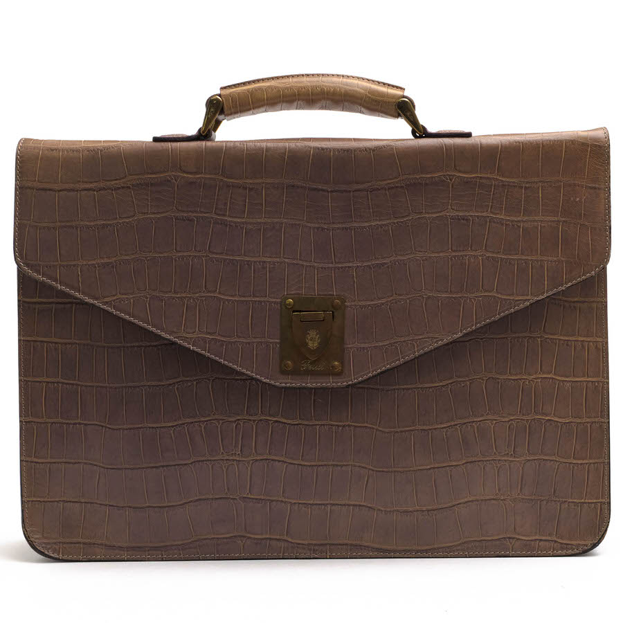 【良品】 Felisi　フェリージ　1846　クロコ柄　レザー　ビジネスバッグ フェリージ 1846 クロコ型押し レザー ブリーフケース ビジネスバッグ