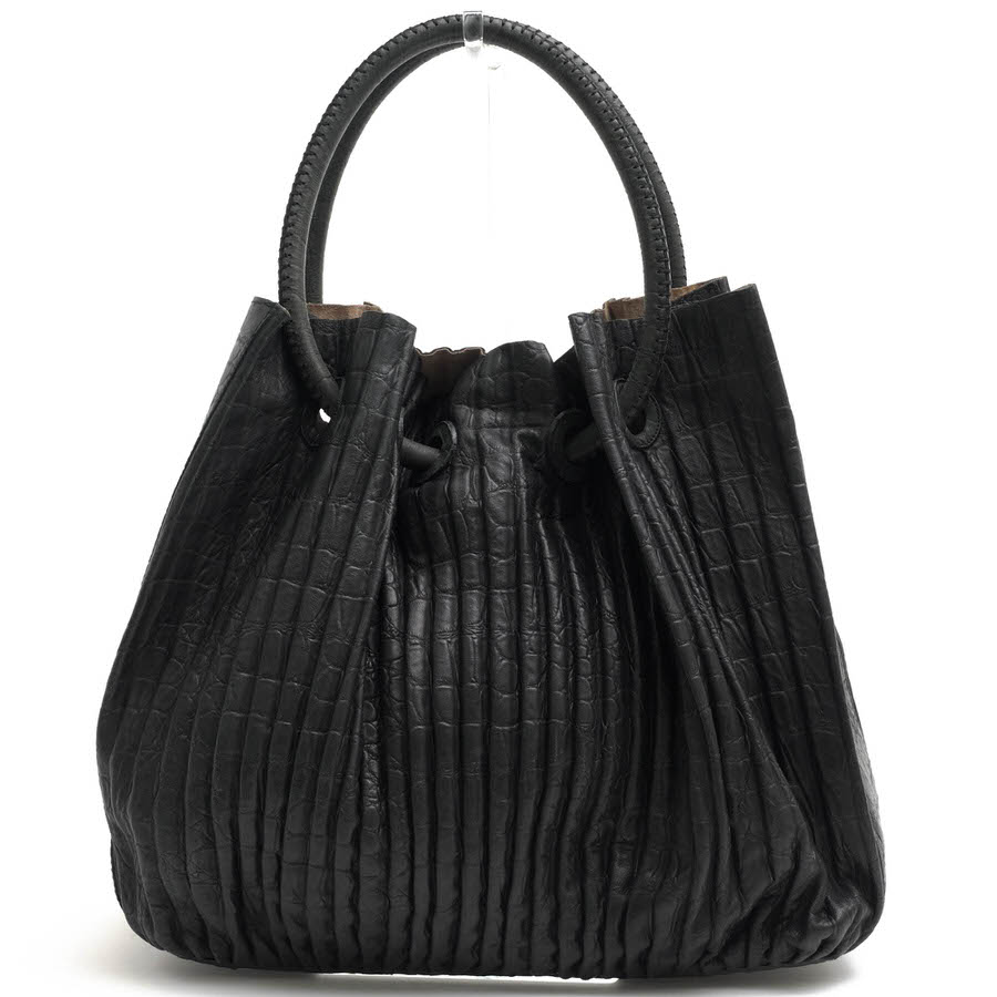 GIORGIO ARMANI Pleated Leather Bucket Bag / ����ޡ��� �ץ꡼�� ŷ����� ������������ ���꡼�� �� �ȡ��ȥХå� ���