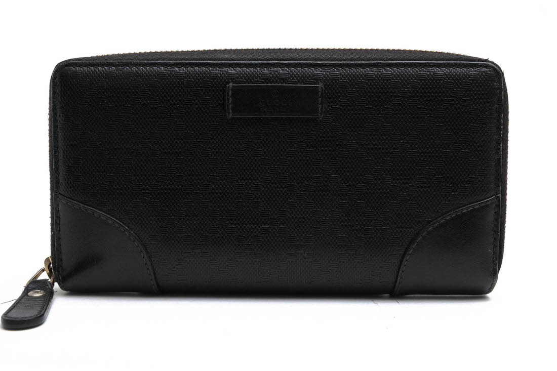 GUCCI 354487 / グッチ シグネチャー柄 牛革 カーフ ユニセックス 男女兼用 小銭入れあり ラウンドジップ ラウンドファスナー ブラック 黒 長財布 レディース|レディース|カテゴリー