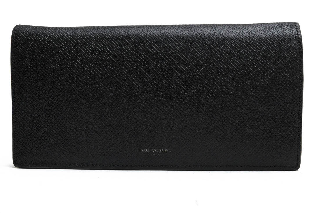 PELLE MORBIDA PMO-BA310 Barca バルカ / ペッレモルビダ イタリア ヌォーヴァ オーヴァーロード社牛革 型押し 小銭入れあり 二つ折り ブラック 黒 長財布 メンズ|メン