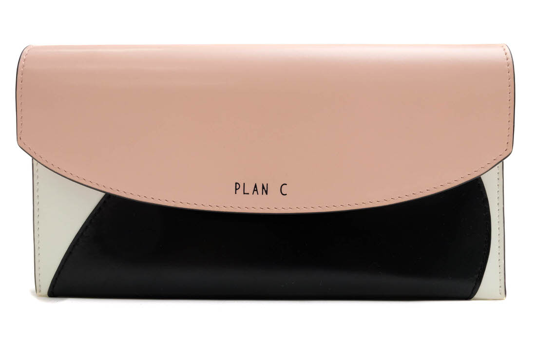 Plan C / プラン シー ショルダーウォレット カラーブロック 牛革 カーフ 小銭入れあり ピンク 長財布 レディース|レディース|カテゴリー