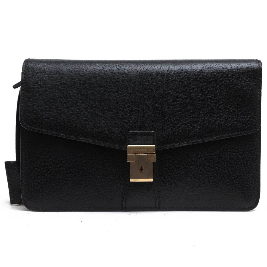 Salvatore Ferragamo EO24-2006 / フェラガモ チンギアーレ イタリア産 イノシシ革 ブラック 黒 セカンドバッグ/クラッチバッグ メンズ|メンズ|カテゴリー