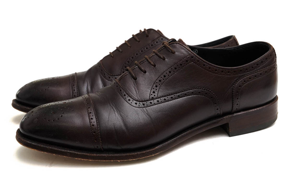 SHETLANDFOX 042FSF Birmingham バーミンガム / シェットランドフォックス レベルソ仕上げ 国産牛革 ストレートチップ レザーソール グッドイヤーウェルト製法 ダークブラウ