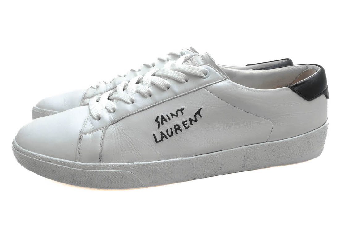 YVES SAINT LAURENT 610685AABEE9061 SL/06 Court Classic Embroidered Sneakers In Smooth Leather ������ ���饷�å� / ���������� YSL���� PARIS �ѥ� ������ ���� ���� �ۥ磻�� �� �������åȥ��ˡ����� ���