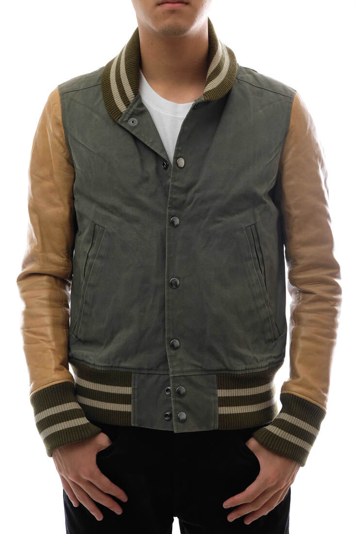 ○アカンサス ACANTHUS Unlimited別注 パラフィン加工 ラムレザー 羊革 スタジャン ST1201U キルティング裏地 バイカラー リブ 中  中古 ACANTHUS ST1201U / アカンサス キルティング裏地 Unlimited別注