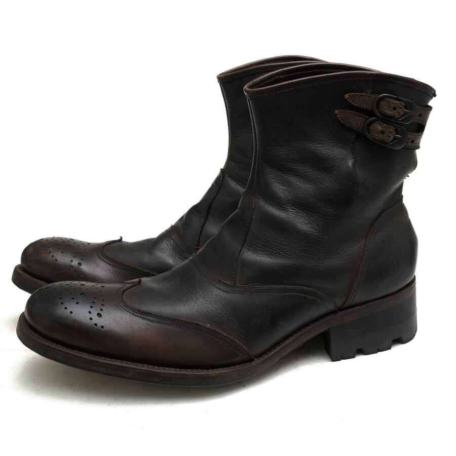 alfredoBANNISTER / アルフレッド バニスター ダブルベルト 牛革 オイルドカウレザー ウイングチップ ダークブラウン 焦げ茶 エンジニアブーツ メンズ|メンズ|カテゴリー