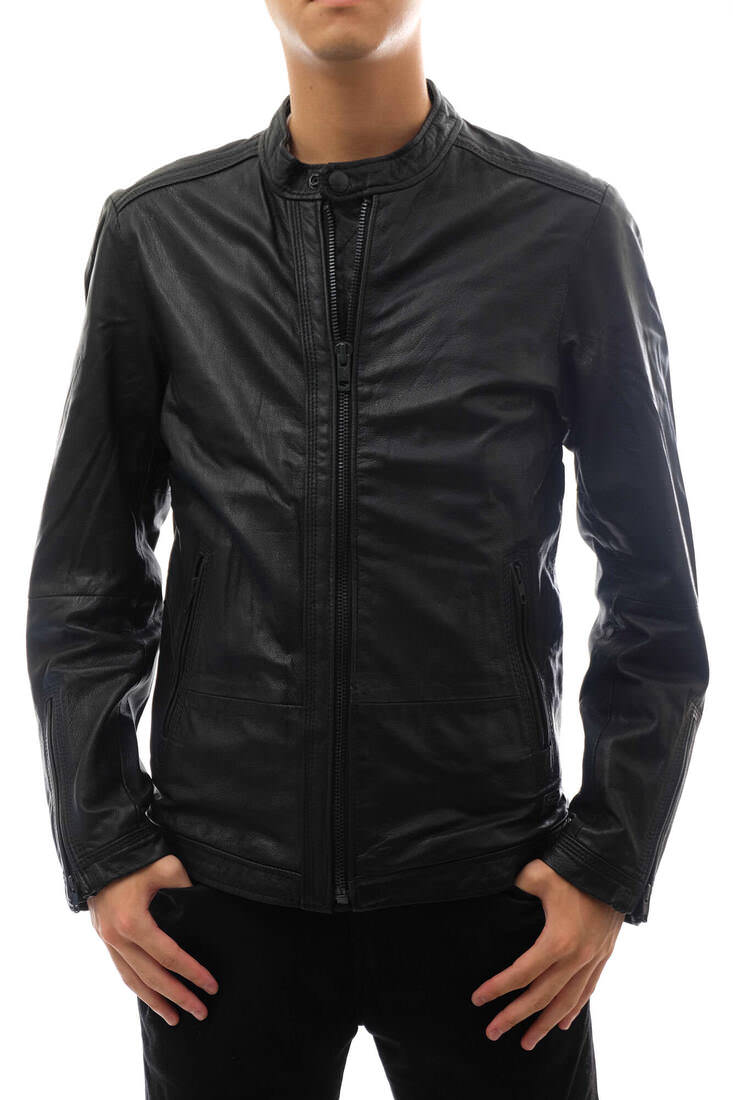 DIESEL ディーゼル シングル ライダースジャケット 牛革 ブラック DIESEL / ディーゼル 山羊革 ゴートスキン ミリタリー ブラック