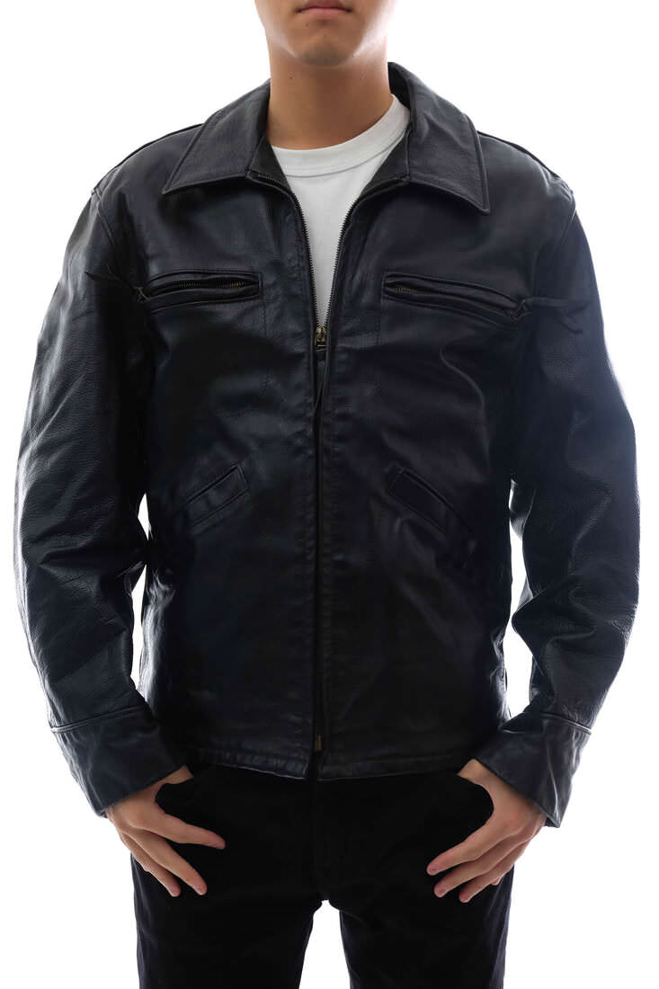 【米国製】schott シングルライダース 681トラッカー 肉厚 黒 38 Schott 681 SINGLE RIDERS STEER HIDE / ショット 裏地チェック柄 US産