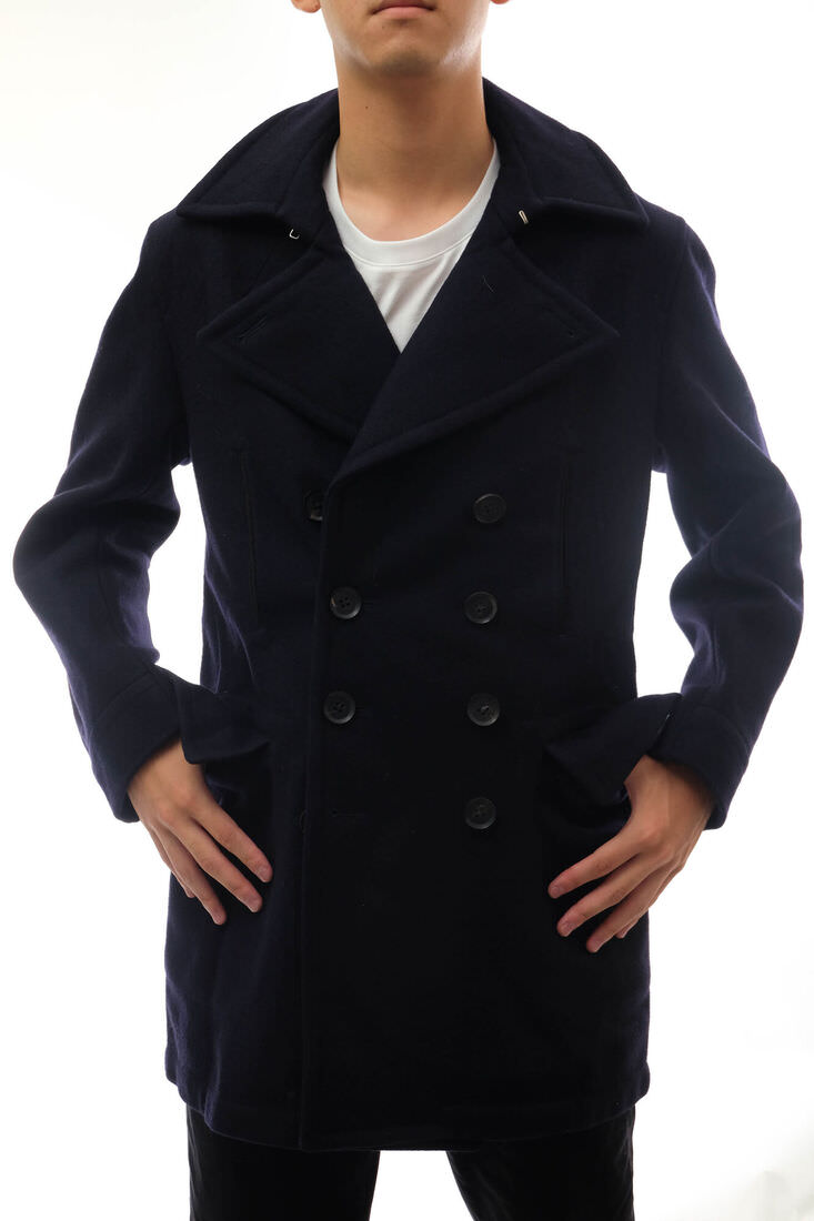 【kolor】メルトン Pコート ダークネイビー Mサイズ Scye MPG-714-003 / サイ メルトン 定番 ネイビー 紺 Pコート メンズ