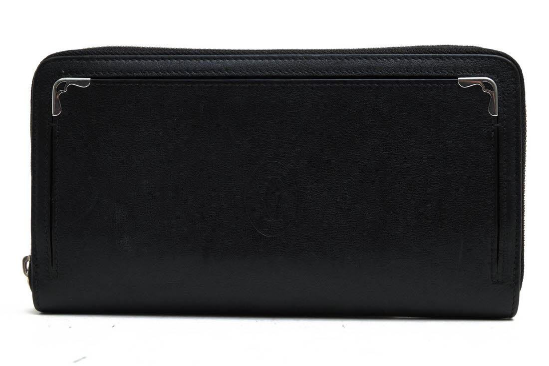 チーズダッカルビ カルティエ 長財布 Cartier 黒 レザー Cartier C ドゥ カルティエ C de Cartier インターナショナル